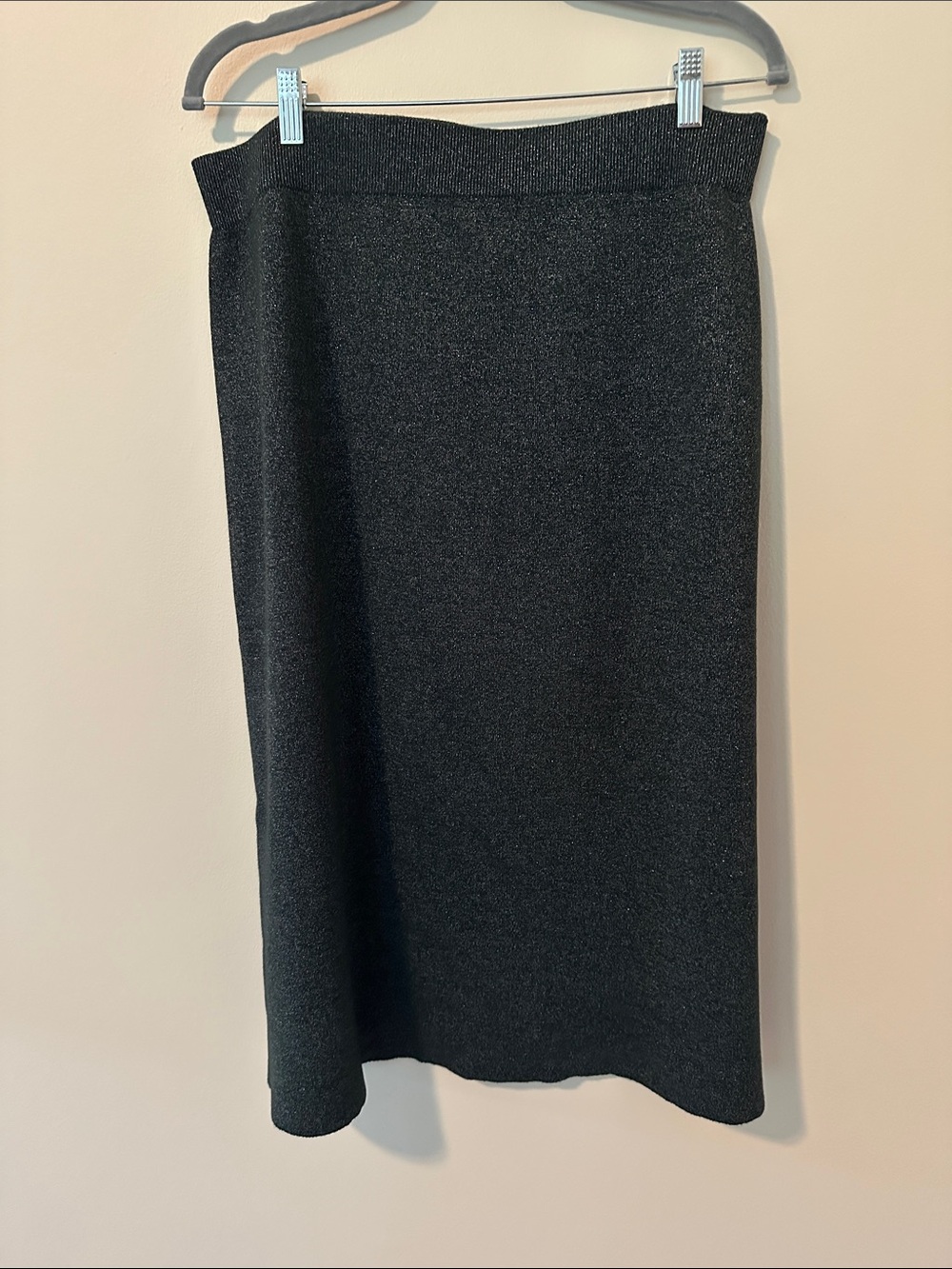 Banana Republic Metallic Dark Green Knit Midi Skirt